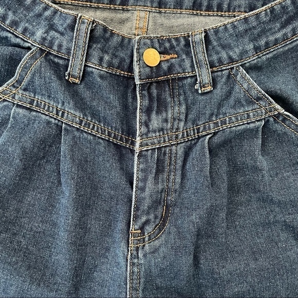 Shein Medium Wash Retro Look Cuffed Jean Shorts Sm - Picture 2 of 7